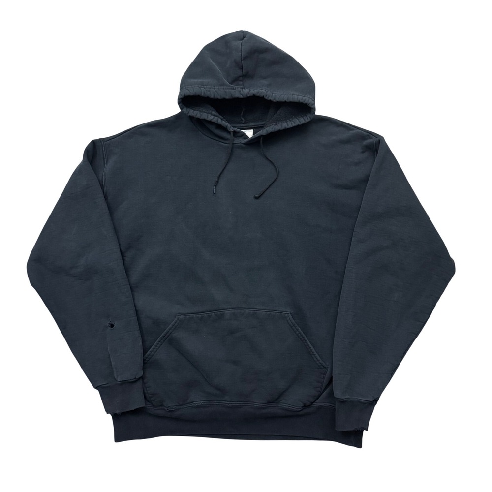 Vintage Russell Athletic Pro 10 Hoodie Faded Black Distressed Grunge Heavyweight